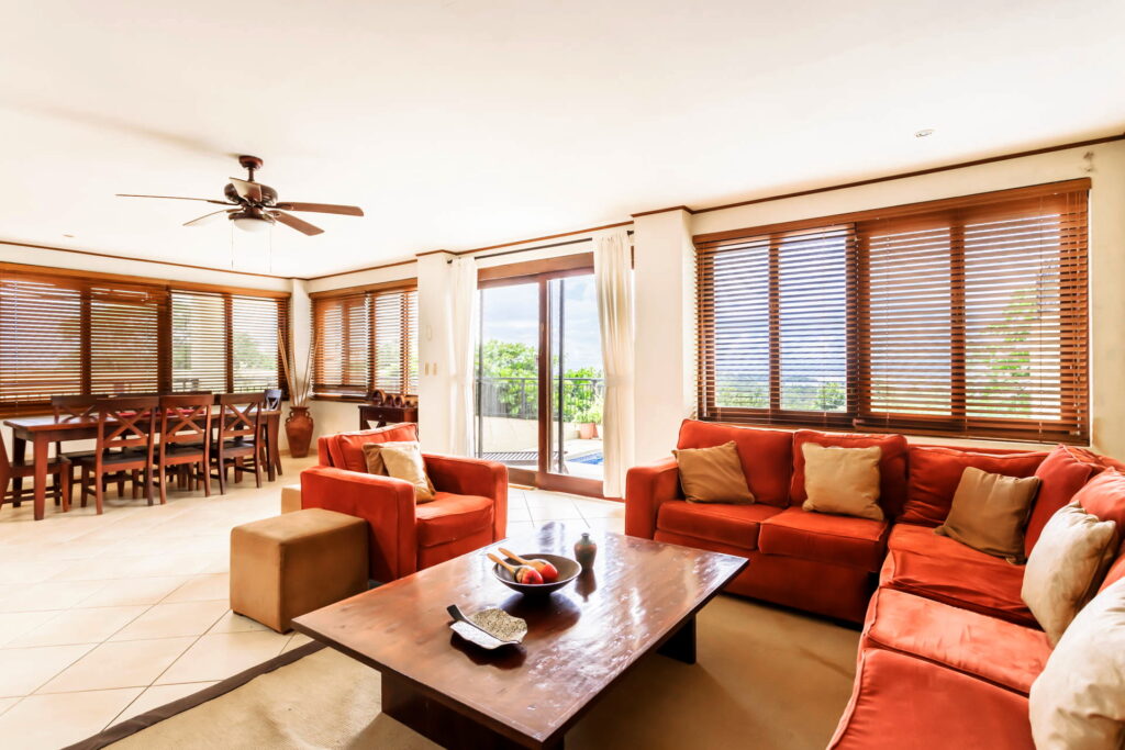 Large vacation home living and dining area for groups in Costa Rica